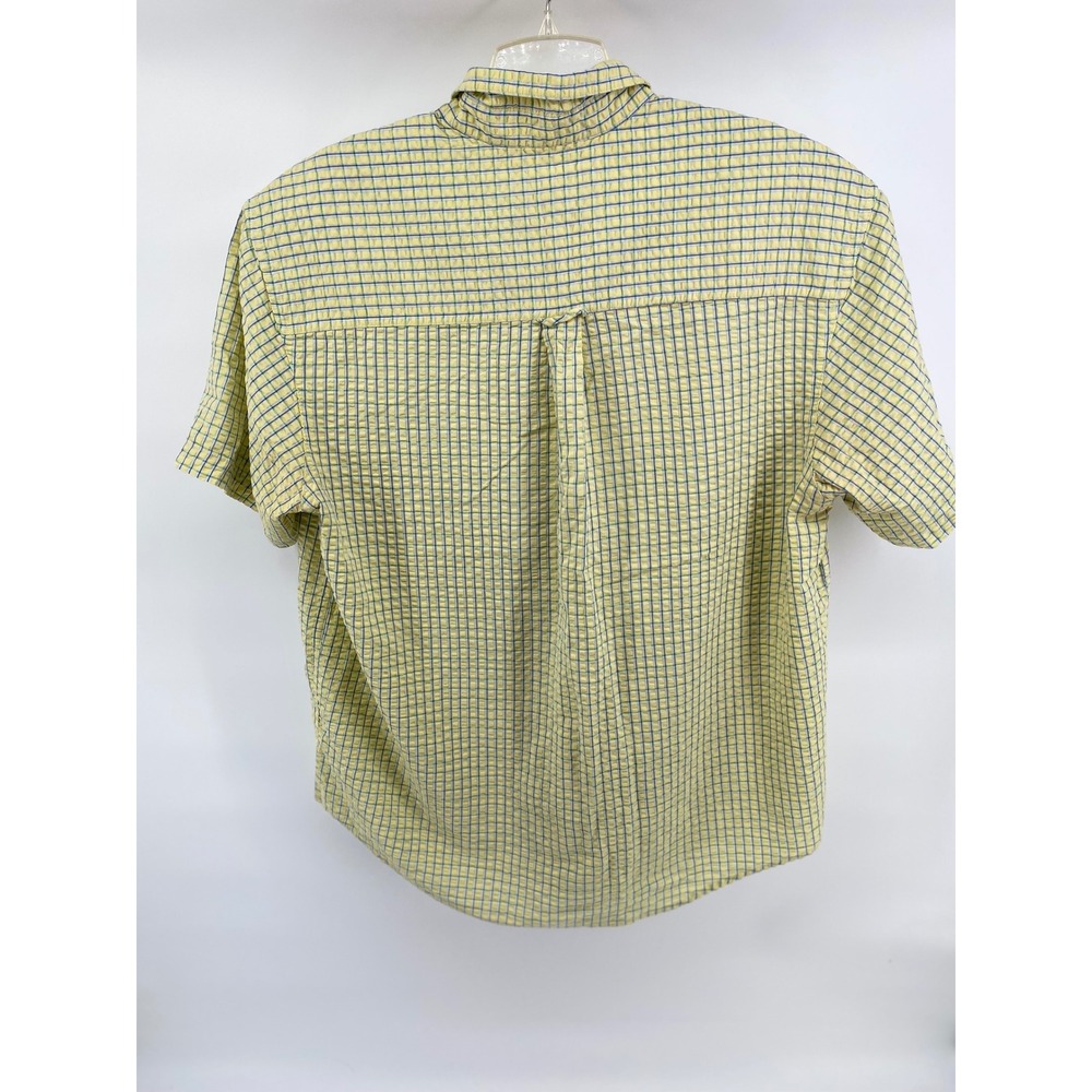 Chaps Ralph Lauren Mens XL Seersucker Plaid SS Button Down Shirt Yellow - Picture 5 of 8